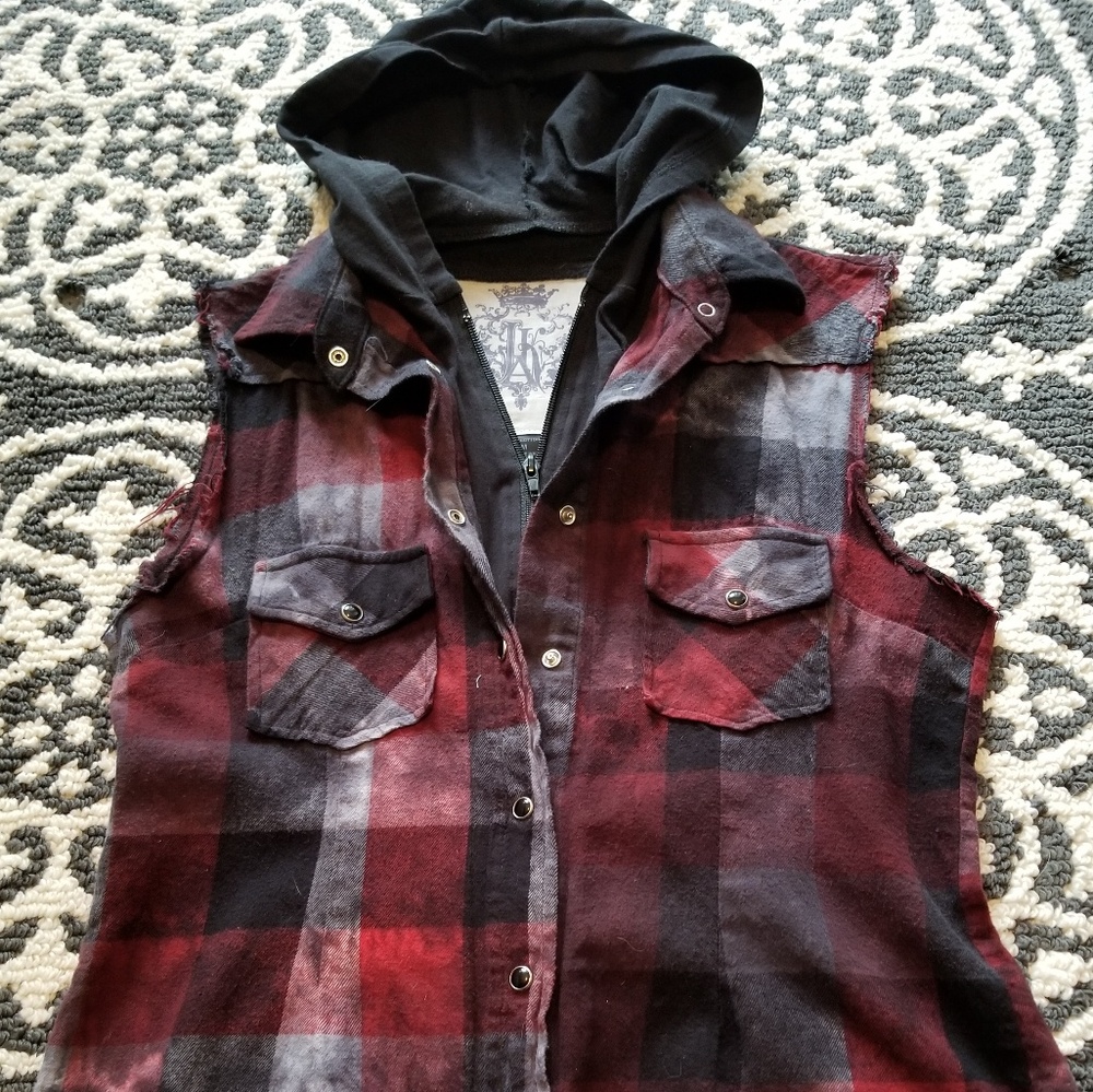 Plaid Cutoff Sleeveless Vest